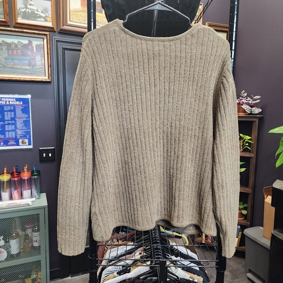 J JILL Soft Ribbed Zip Front V Neck Cardigan L - Picture 2 of 5